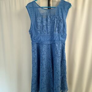 Anthropologie Blue A-line Midi Dress Scoop Neck Sleeveless